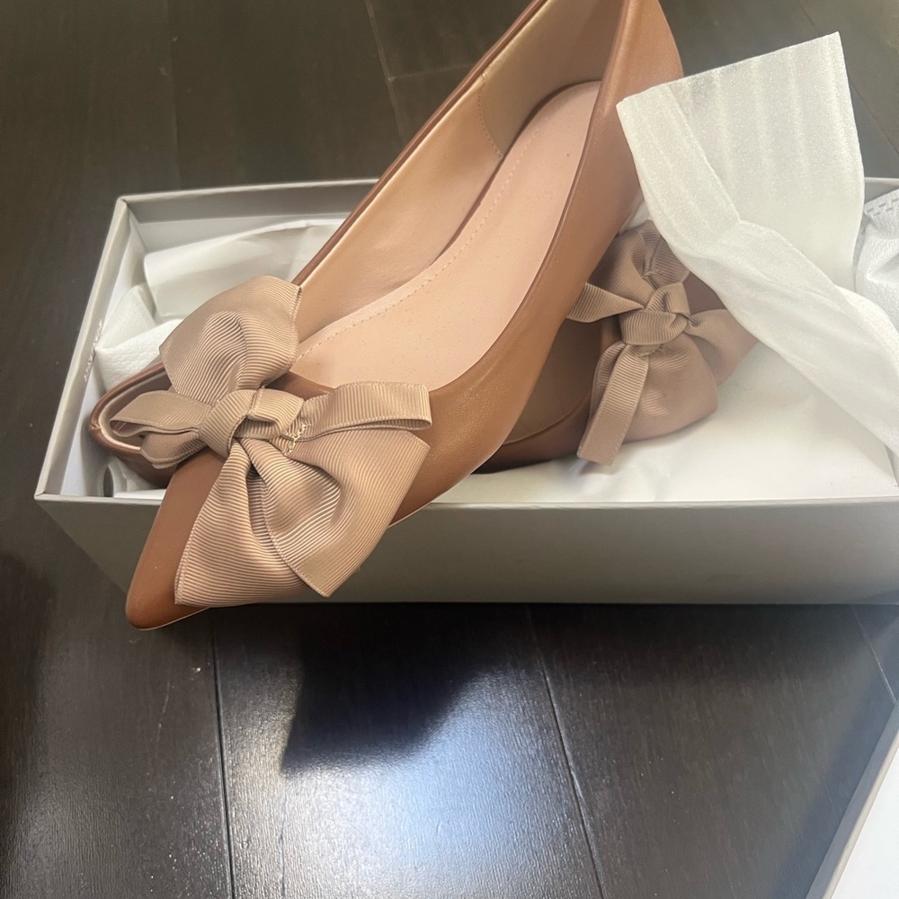 Elegant Brown Bow Women's Flats